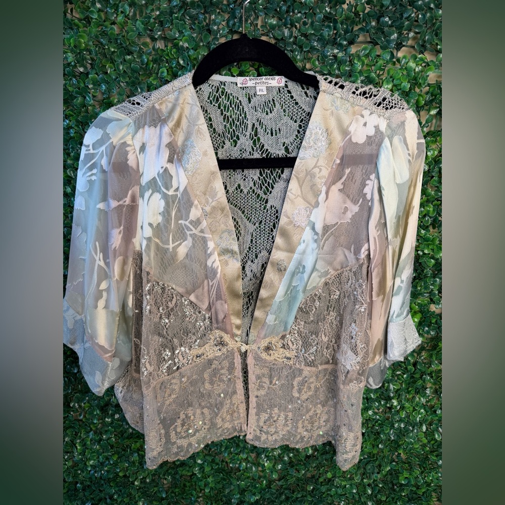 Spencer Alexis Elegant Lace & Sequin Floral Women's Cardigan